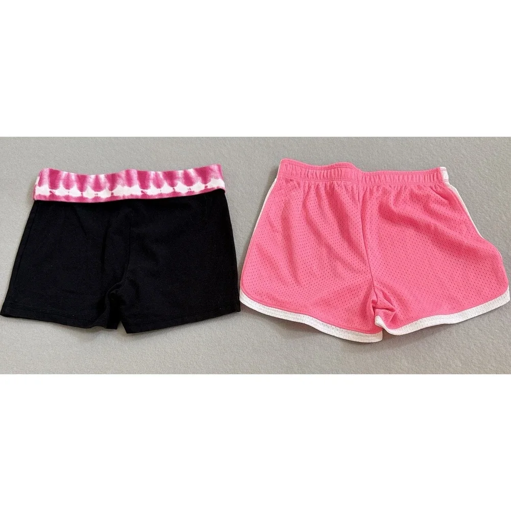 Justice Girls Shorts Size 10 Lot Of 2 Athletic Pink Black Foldover Tie Dye